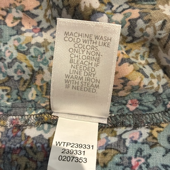 J. Jill Blue Green Floral Boxy Blouse Mandarin Collar, Size Small - Picture 7 of 7